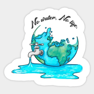 'No Water, No Life' Ocean Conservation Shirt Sticker